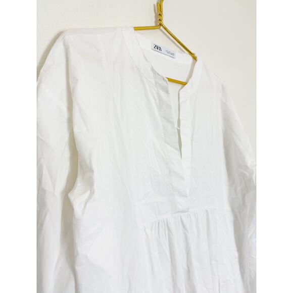 Zara White Long Poplin Midi Dress Size Small Cotton Lagenlook Quiet Luxury - Picture 7 of 15